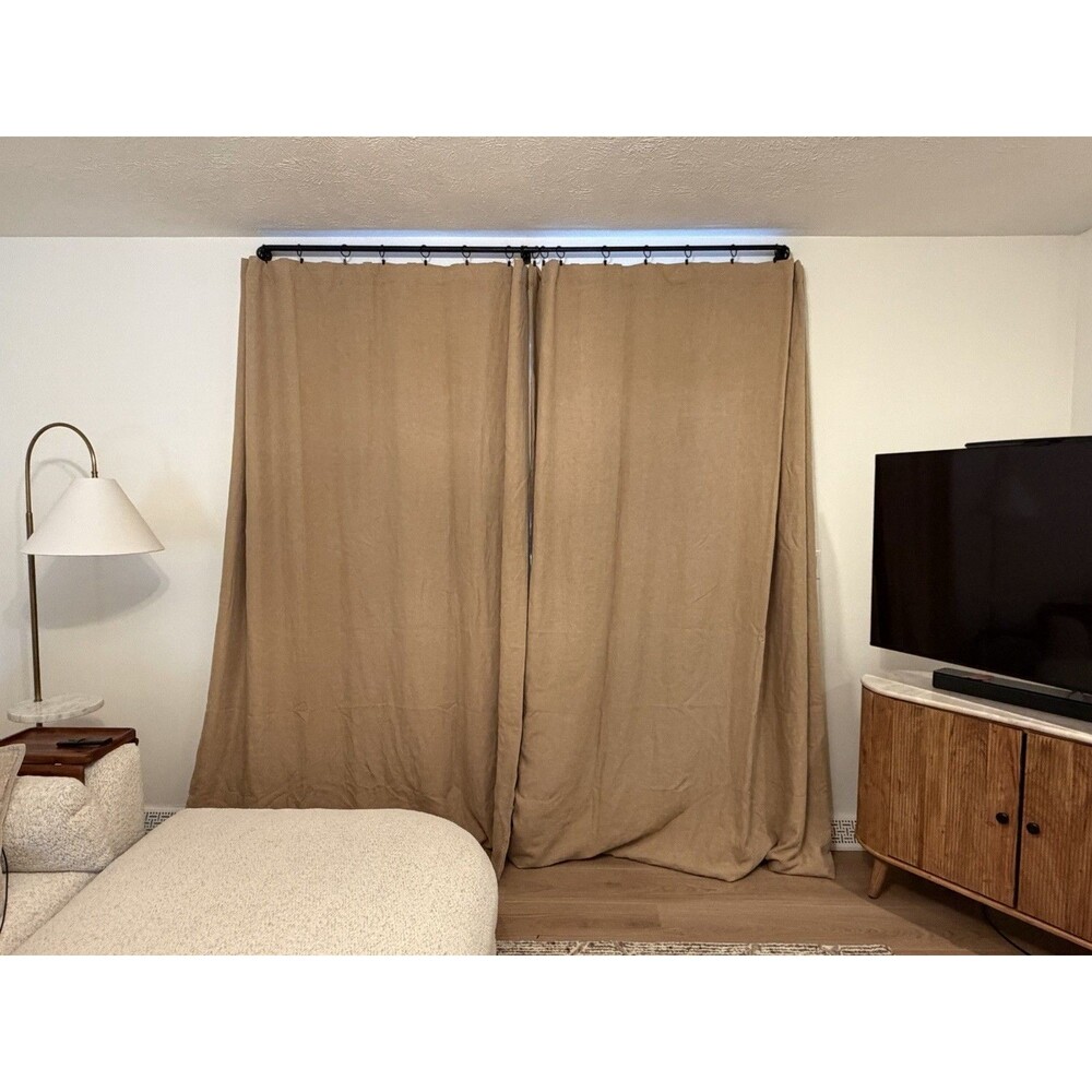 Pottery Barn Emery Blackout Lined Curtains Set Of 2  100x108" Golden brown color